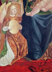 Madonna en Kind met engel muzikanten, (detail)